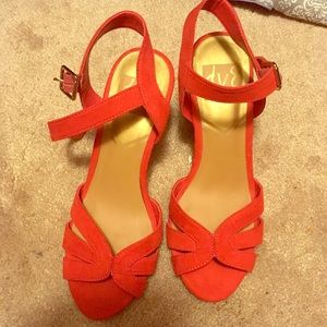 Red wedge sandals